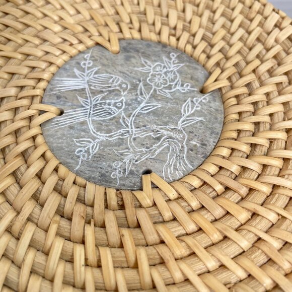 Set Of 2 Rustic Woven Baskets & Scarecrow Planter Figurine with Wagon - Handcraf - Picture 3 of 16